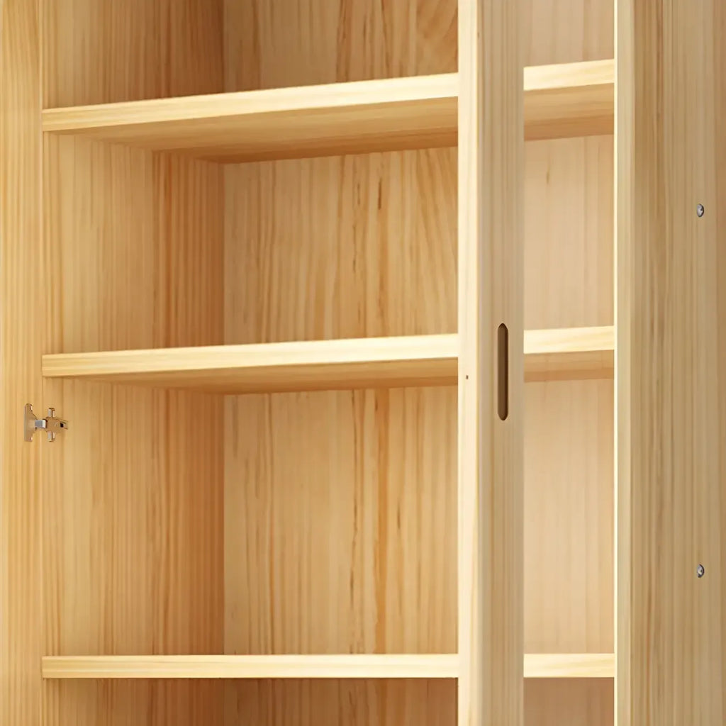Libreria antica in legno a 5 ripiani con ante in vetro