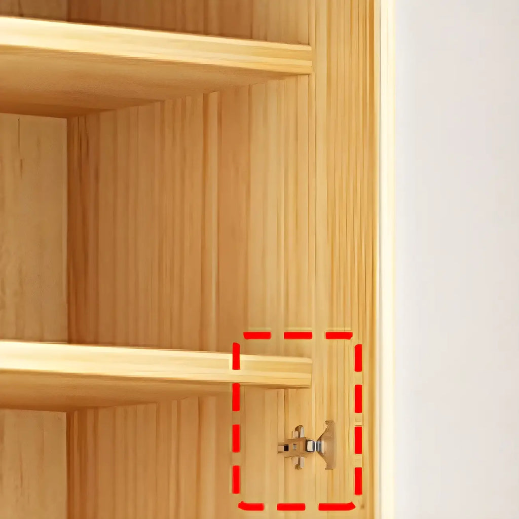 Libreria antica in legno a 5 ripiani con ante in vetro