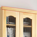 Libreria antica in legno a 5 ripiani con ante in vetro