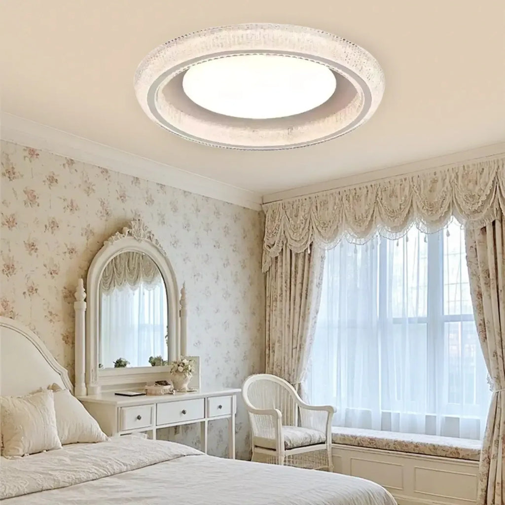 Plafonnier moderne à intensité variable en cristal pour chambre à coucher