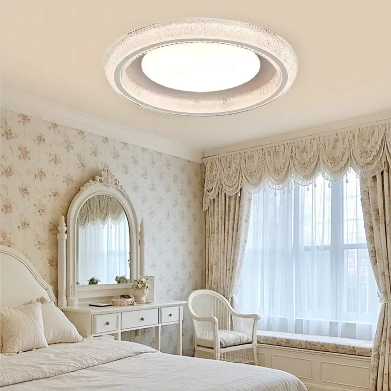 Plafonnier moderne à intensité variable en cristal pour chambre à coucher