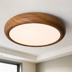 Plafonnier LED simple en noyer encastré pour chambre à coucher