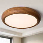 Plafonnier LED simple en noyer encastré pour chambre à coucher