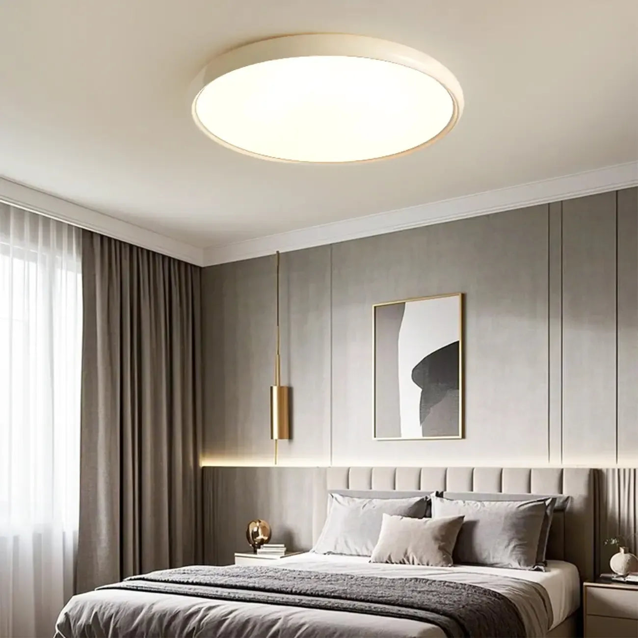 Plafonnier LED rond en acrylique à intensité variable pour usage résidentiel