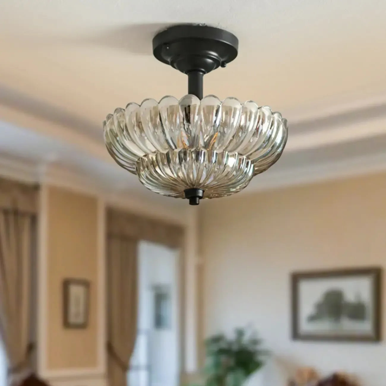 Mini plafonnier en verre en forme de parapluie pour salon