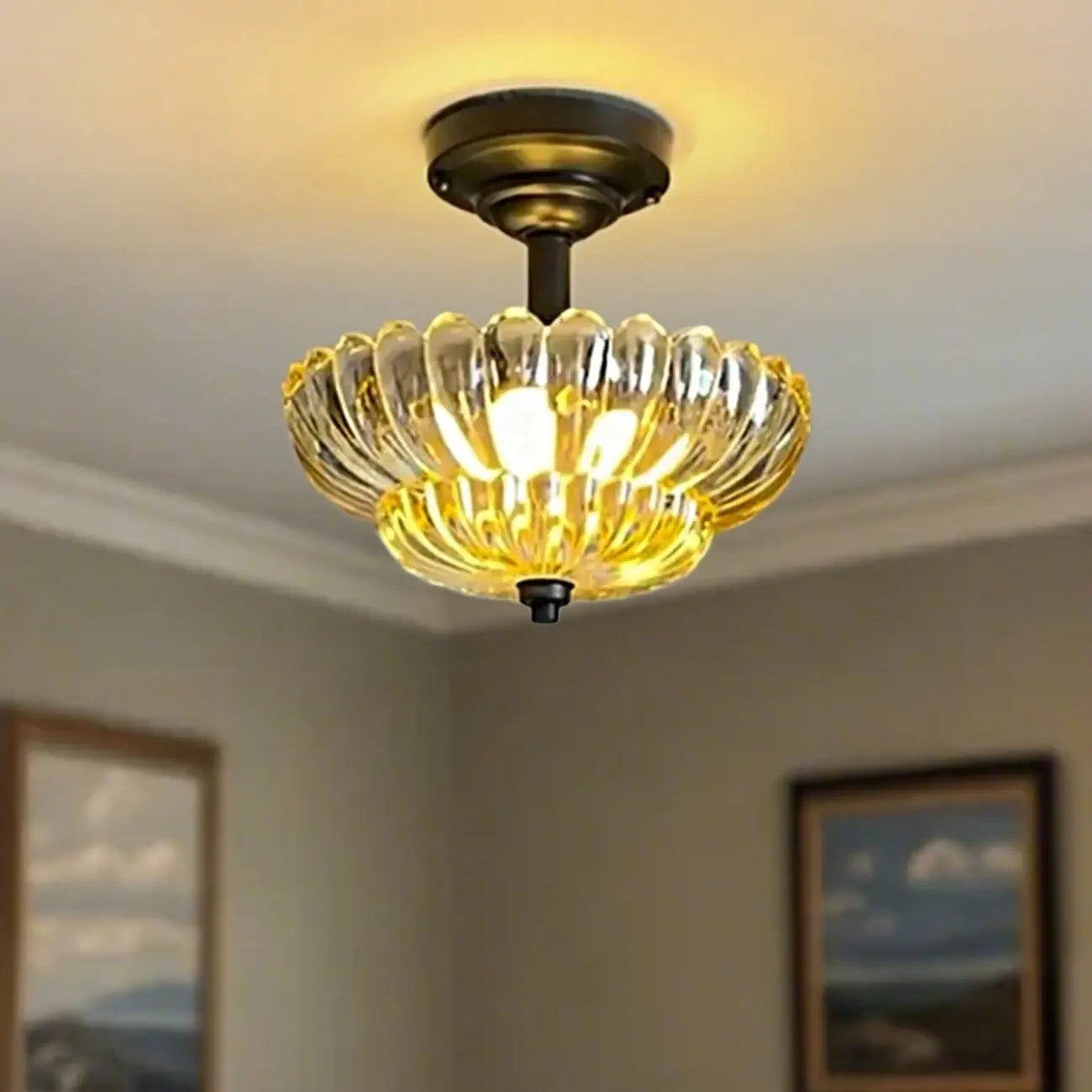 Mini plafonnier en verre en forme de parapluie pour salon