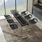 Tables de bar en pin noir glamour avec traîneau en fer doré