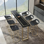 Tables de bar en pin noir glamour avec traîneau en fer doré