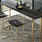 Tables de bar en pin noir glamour avec traîneau en fer doré