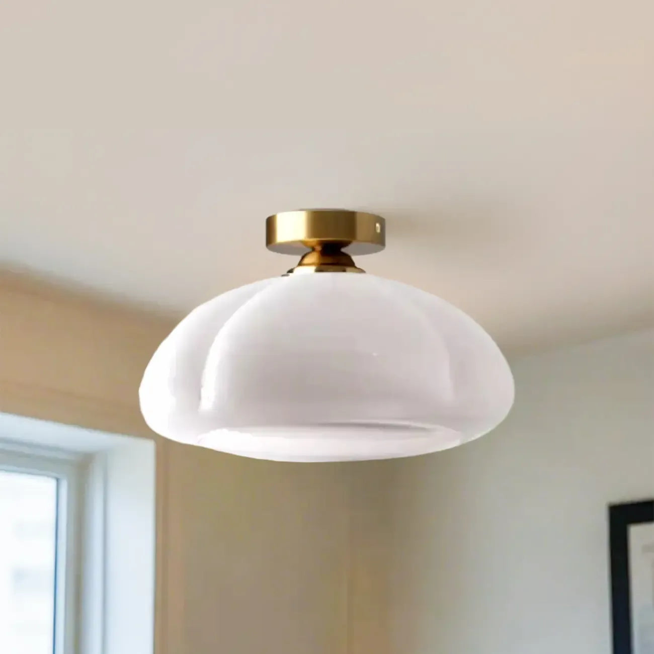 Plafoniera semi-incasso a LED a cupola in vetro per soggiorno