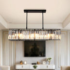 Suspension rectangulaire moderne en cristal pour îlot de cuisine