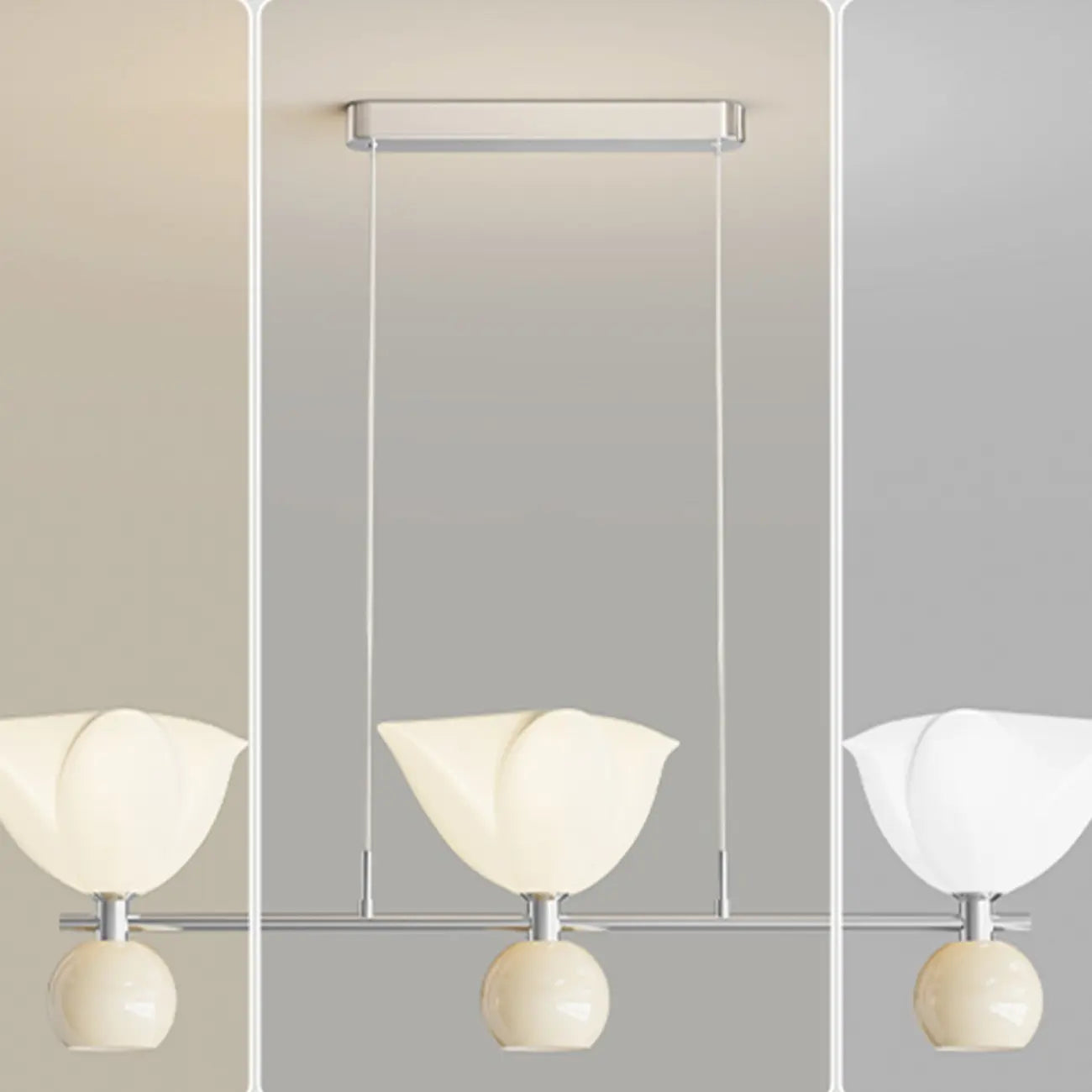 Suspension moderne à 3 lumières en plastique chromé pour îlot de cuisine
