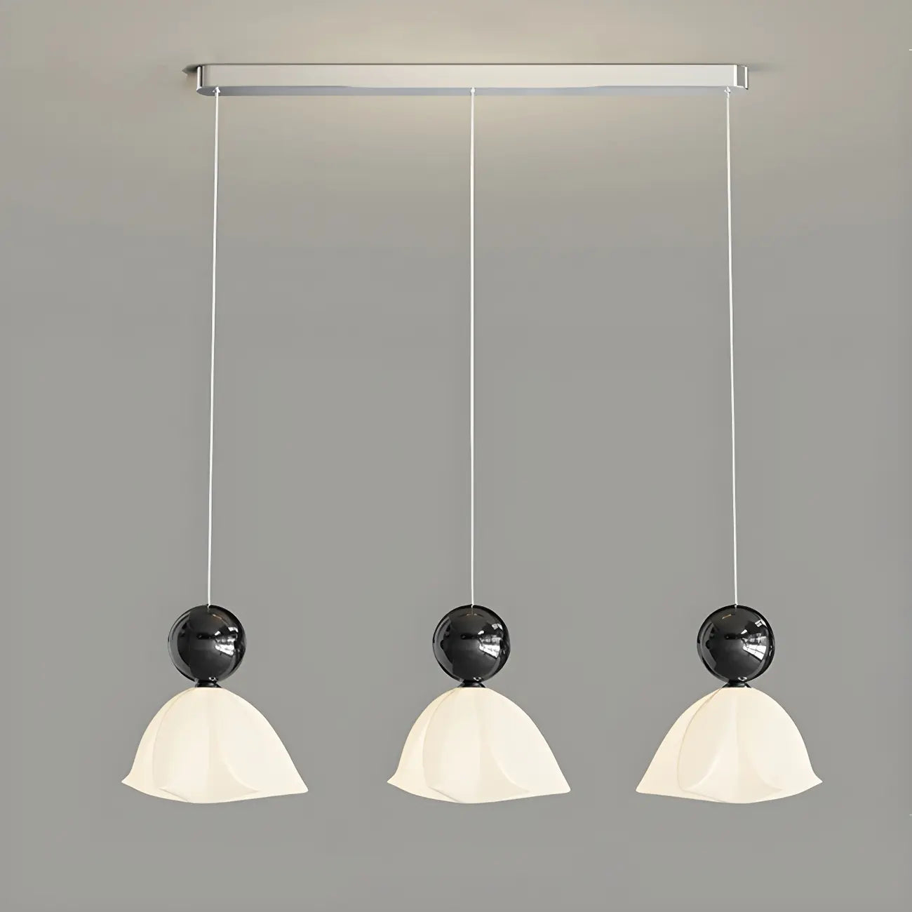 Suspension moderne à 3 lumières en plastique chromé pour îlot de cuisine