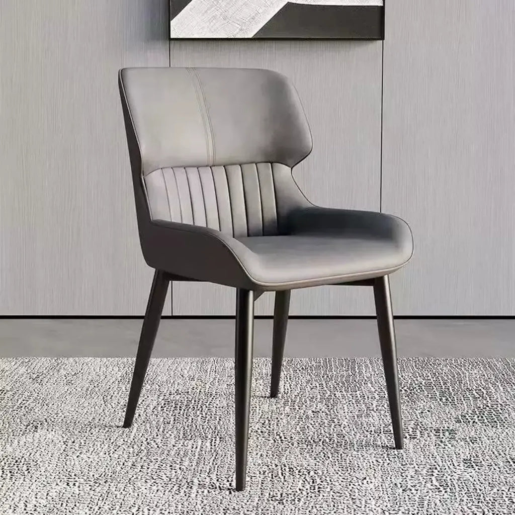 Chaise de salle à manger sans accoudoirs, dossier bas en cuir