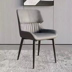 Chaise de salle à manger sans accoudoirs, dossier bas en cuir
