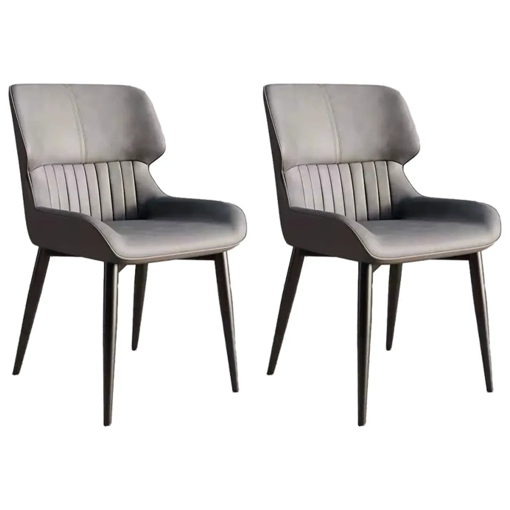 Chaise de salle à manger sans accoudoirs, dossier bas en cuir