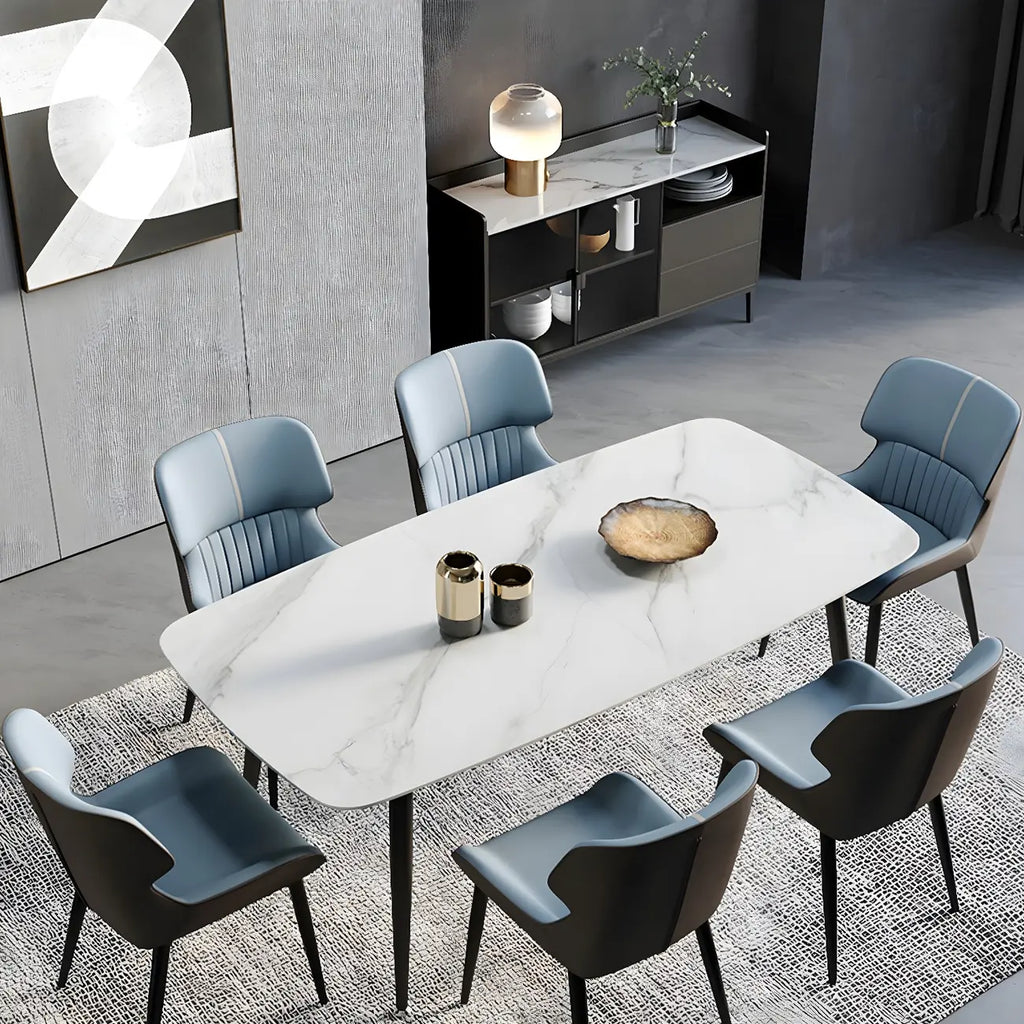 Chaise de salle à manger sans accoudoirs, dossier bas en cuir