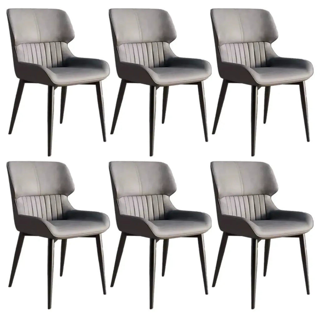 Chaise de salle à manger sans accoudoirs, dossier bas en cuir