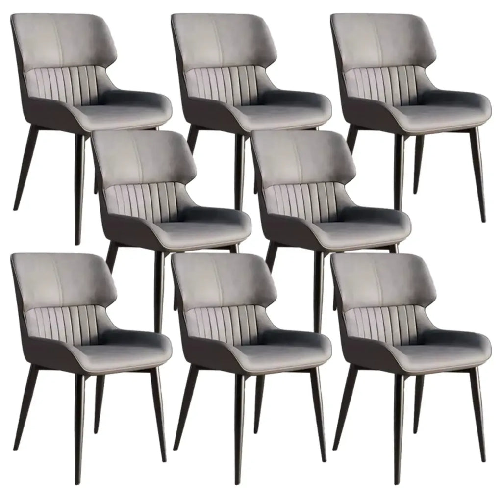 Chaise de salle à manger sans accoudoirs, dossier bas en cuir
