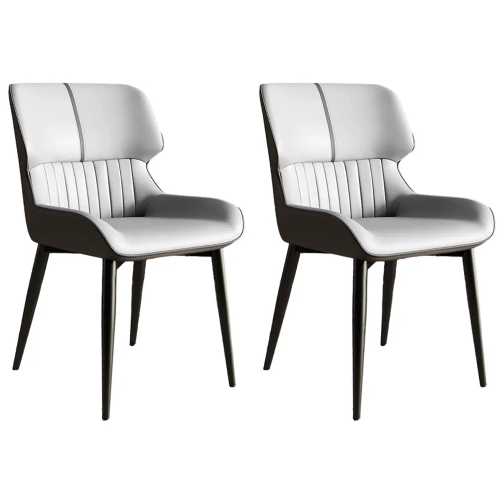 Chaise de salle à manger sans accoudoirs, dossier bas en cuir