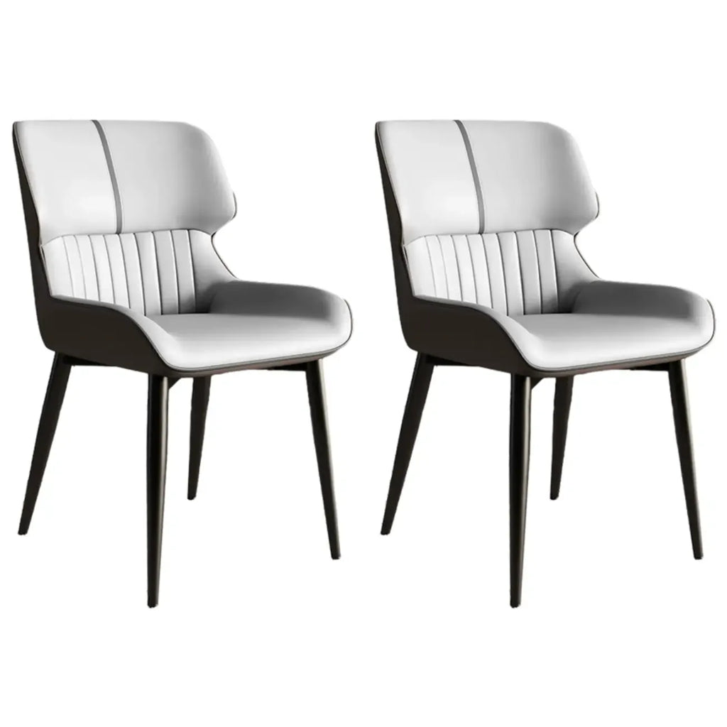 Chaise de salle à manger sans accoudoirs, dossier bas en cuir