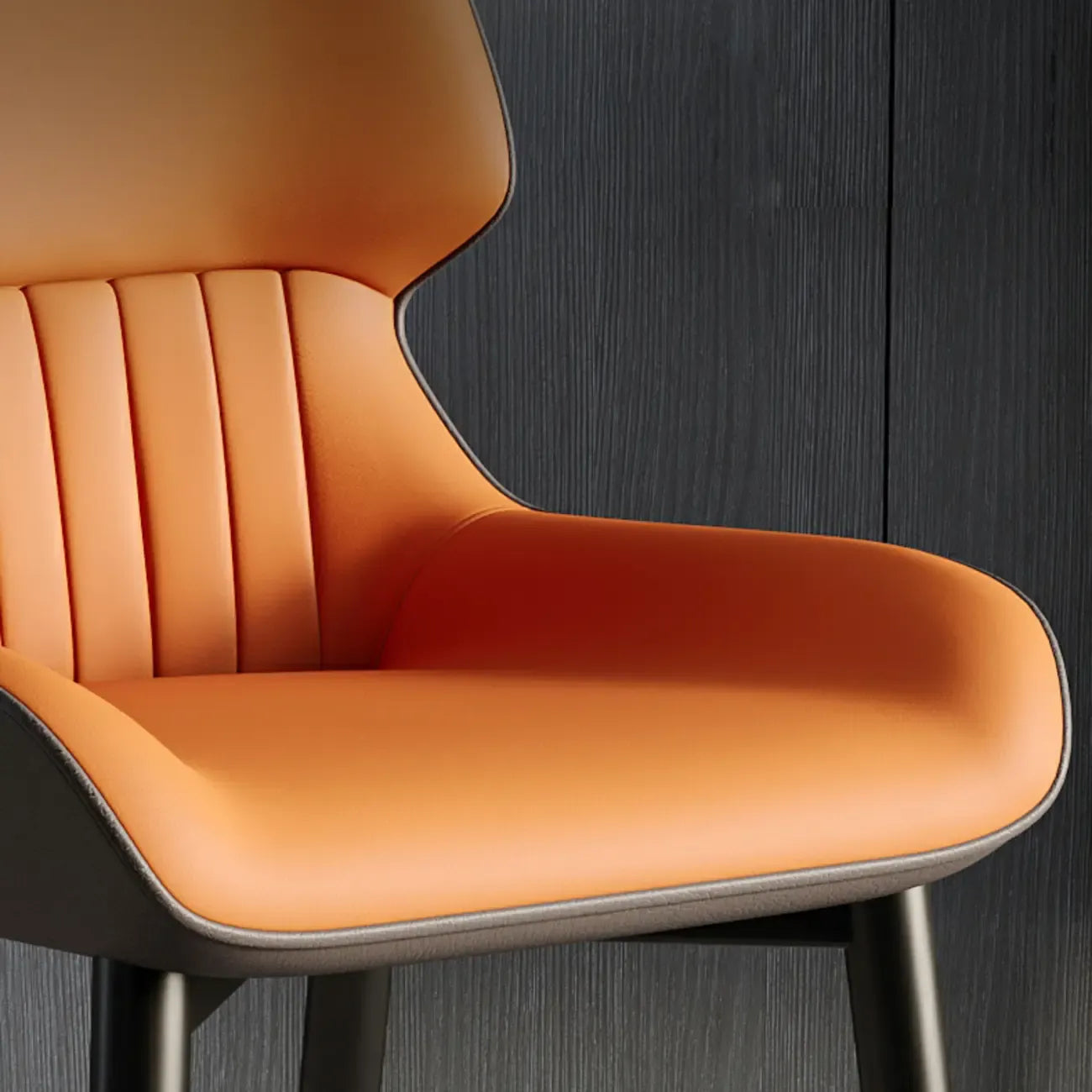 Chaise de salle à manger sans accoudoirs, dossier bas en cuir
