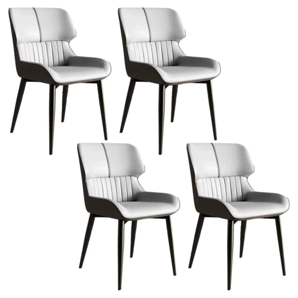 Chaise de salle à manger sans accoudoirs, dossier bas en cuir