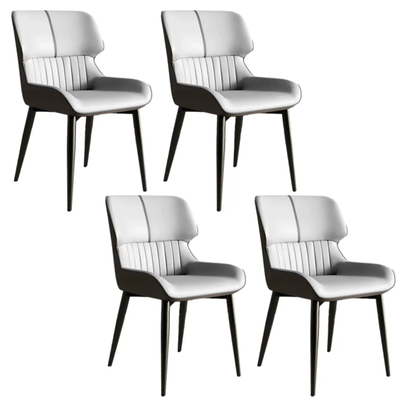 Chaise de salle à manger sans accoudoirs, dossier bas en cuir