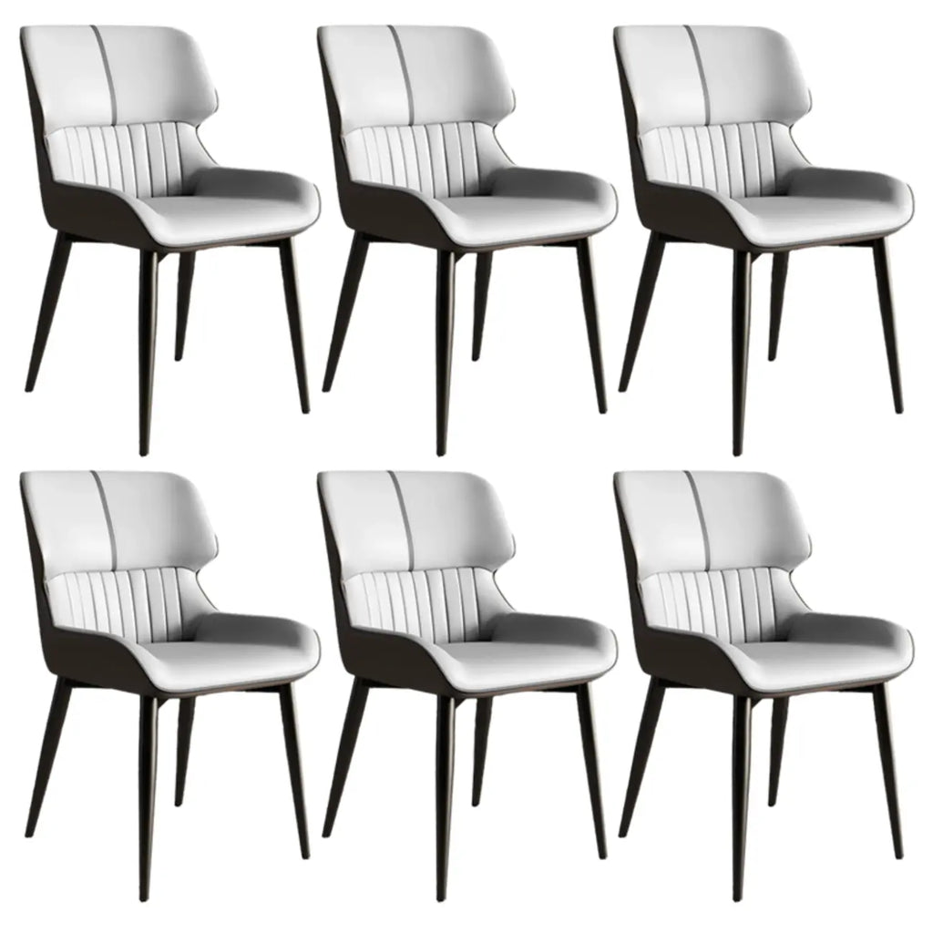 Chaise de salle à manger sans accoudoirs, dossier bas en cuir