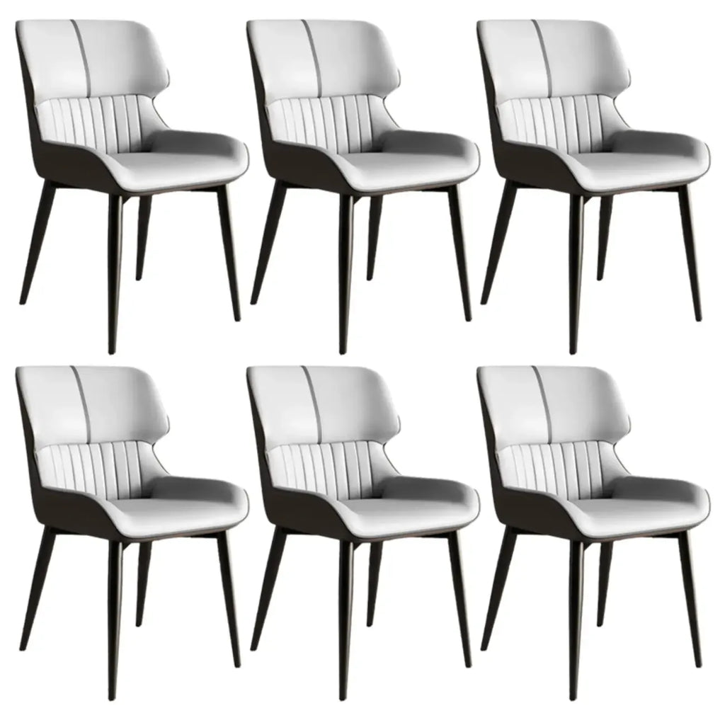 Chaise de salle à manger sans accoudoirs, dossier bas en cuir