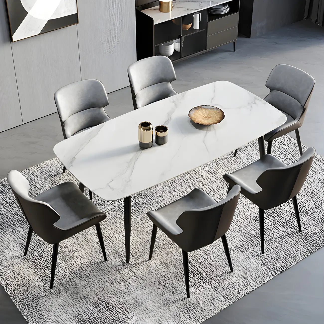 Chaise de salle à manger sans accoudoirs, dossier bas en cuir