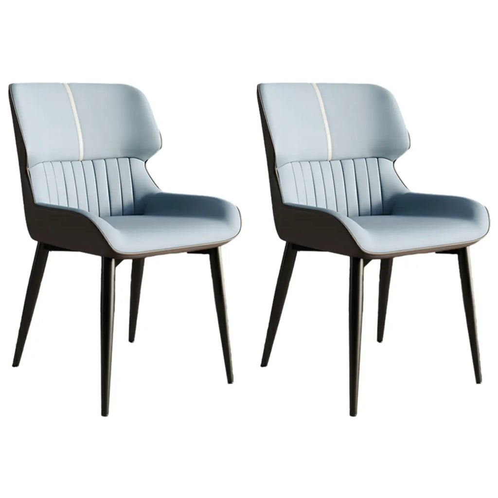 Chaise de salle à manger sans accoudoirs, dossier bas en cuir