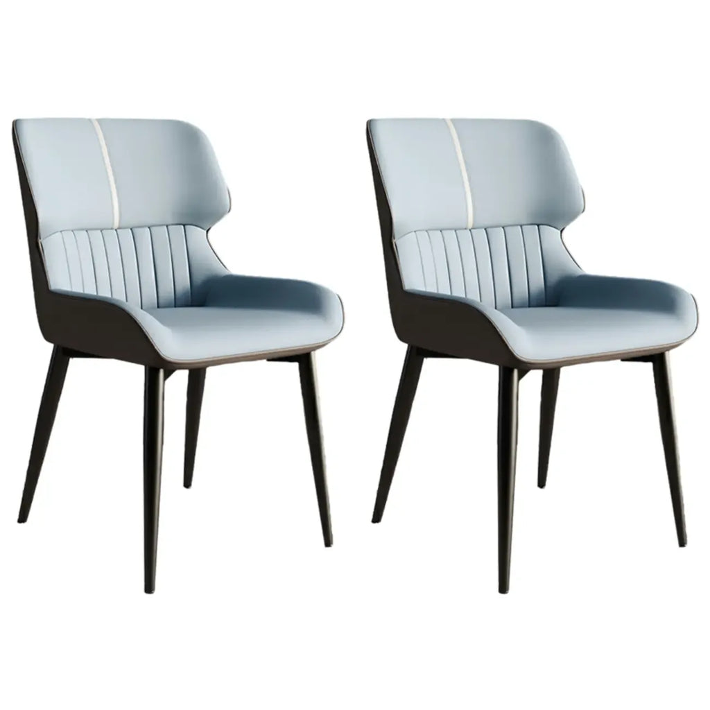 Chaise de salle à manger sans accoudoirs, dossier bas en cuir