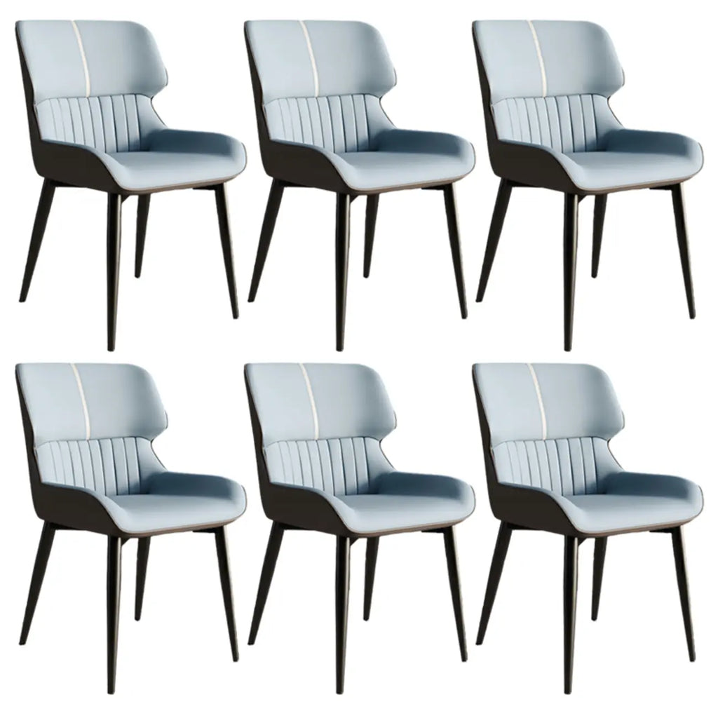Chaise de salle à manger sans accoudoirs, dossier bas en cuir