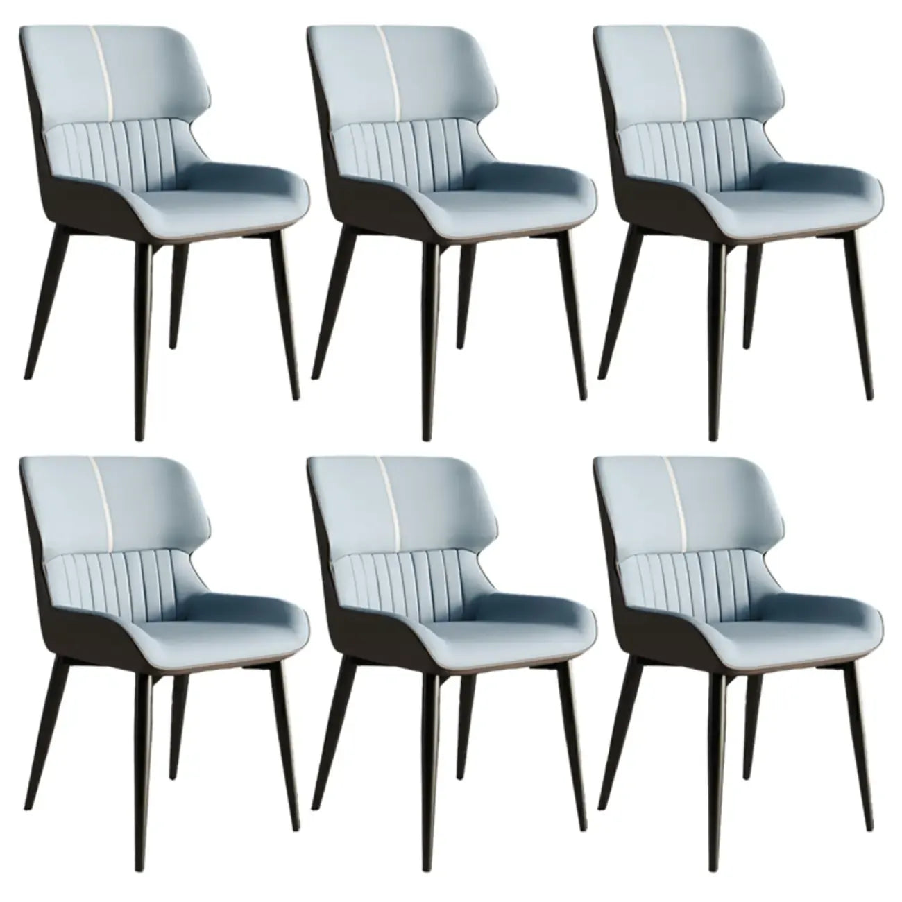Chaise de salle à manger sans accoudoirs, dossier bas en cuir