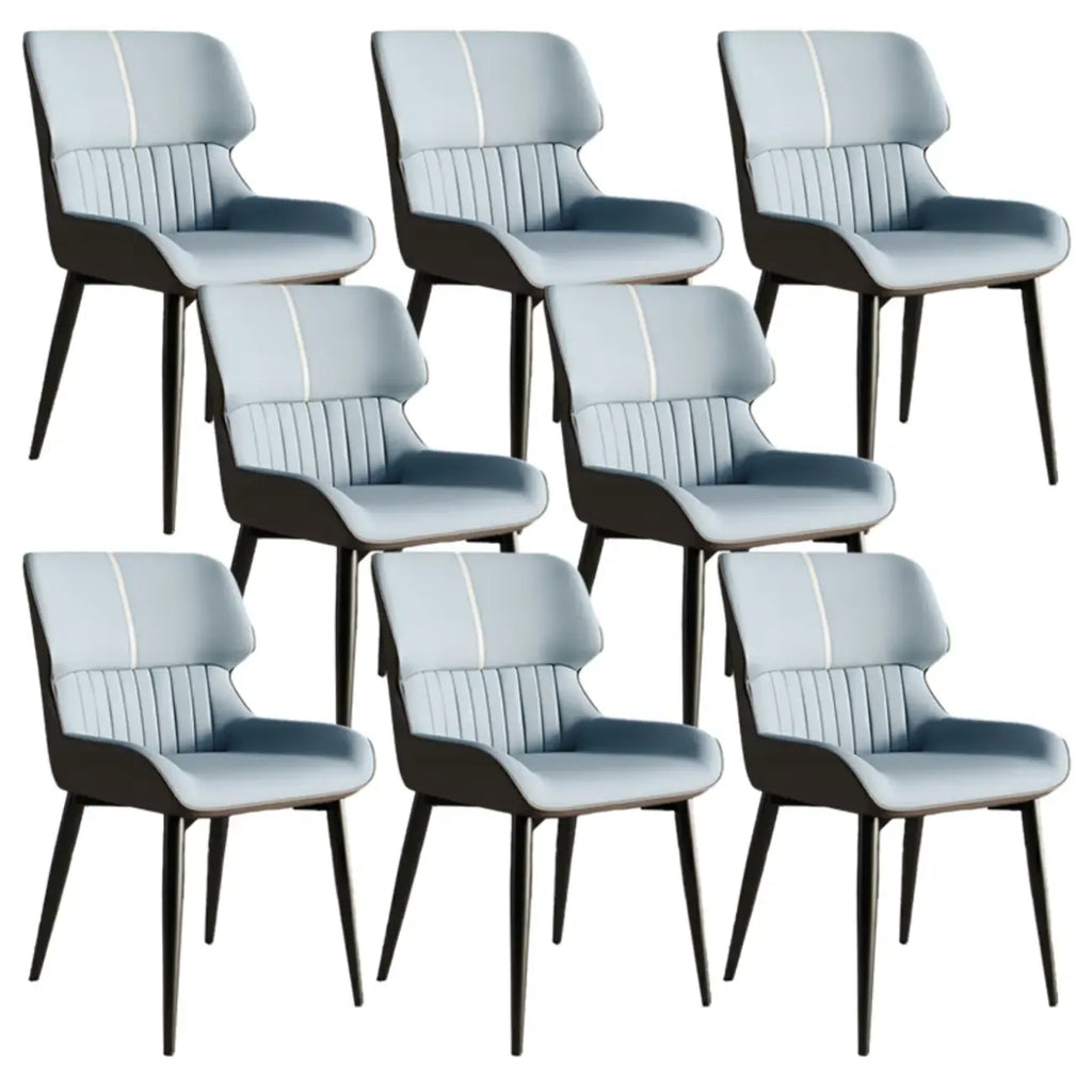 Chaise de salle à manger sans accoudoirs, dossier bas en cuir