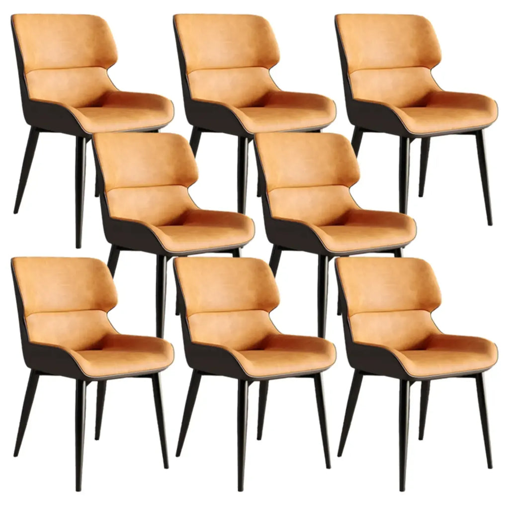Chaise de salle à manger sans accoudoirs, dossier bas en cuir
