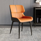 Chaise de salle à manger sans accoudoirs, dossier bas en cuir