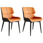 Chaise de salle à manger sans accoudoirs, dossier bas en cuir