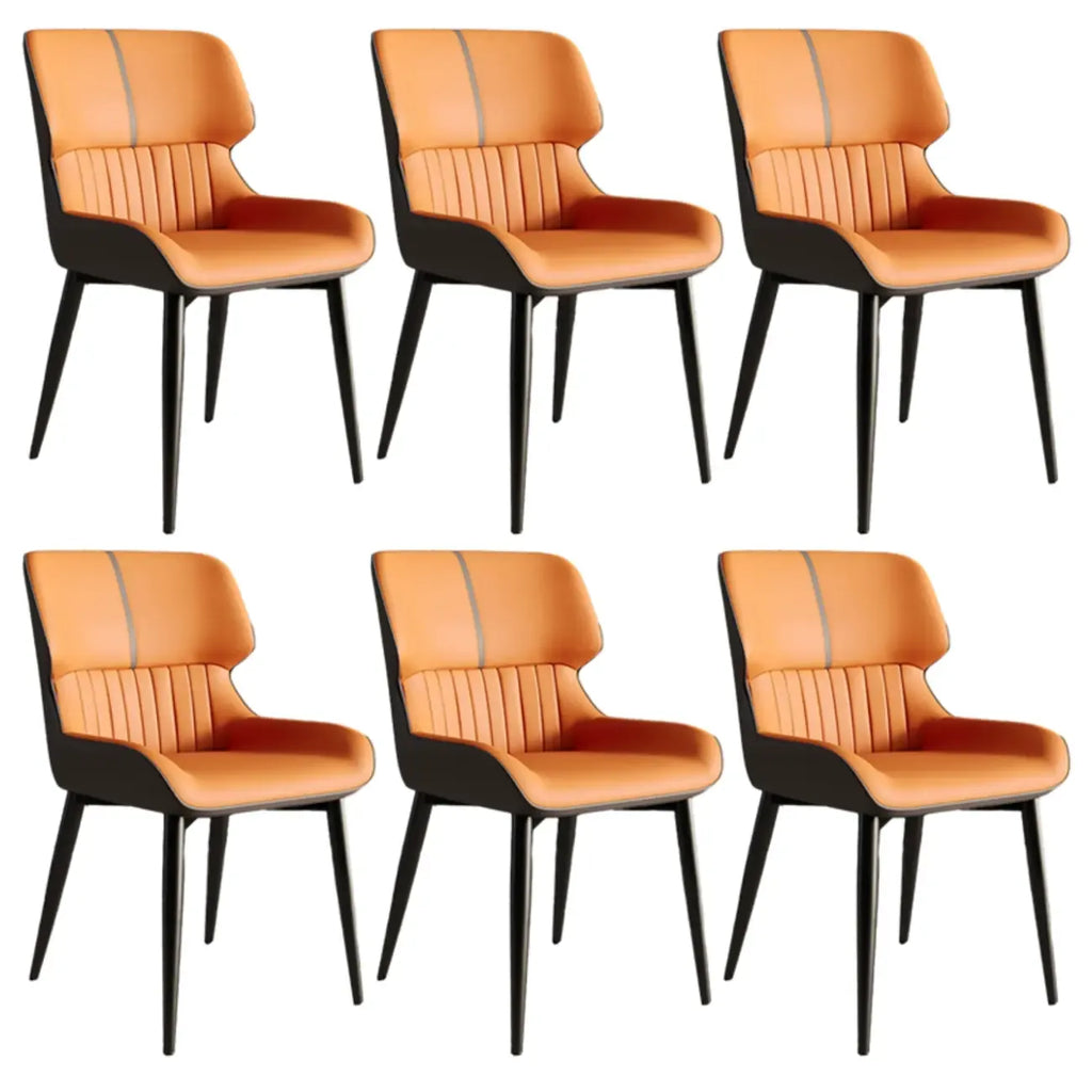 Chaise de salle à manger sans accoudoirs, dossier bas en cuir