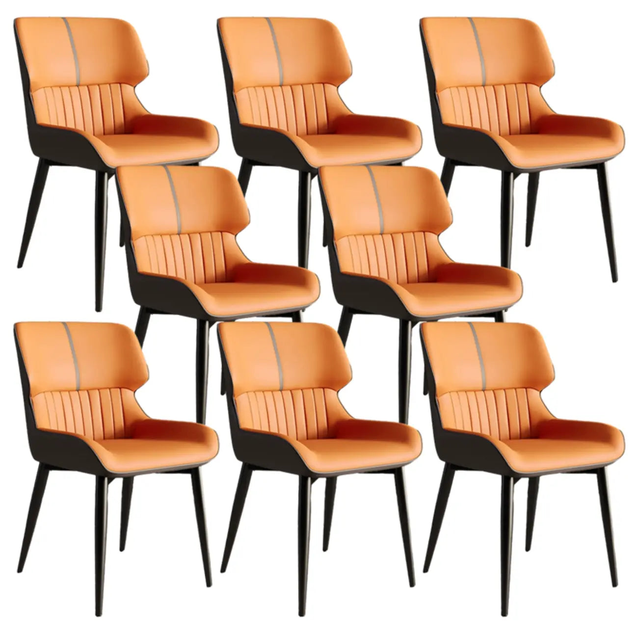 Chaise de salle à manger sans accoudoirs, dossier bas en cuir