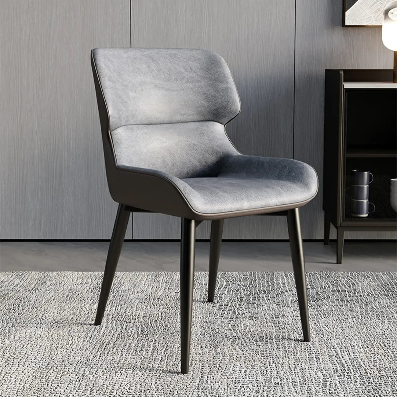 Chaise de salle à manger sans accoudoirs, dossier bas en cuir