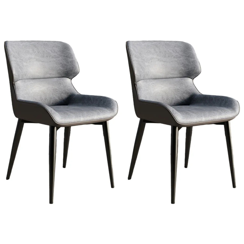 Chaise de salle à manger sans accoudoirs, dossier bas en cuir