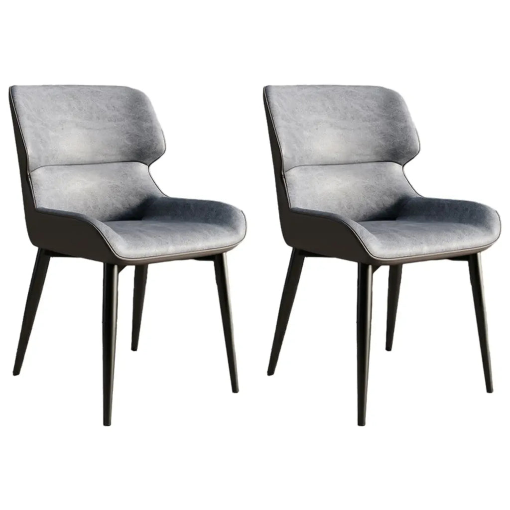 Chaise de salle à manger sans accoudoirs, dossier bas en cuir