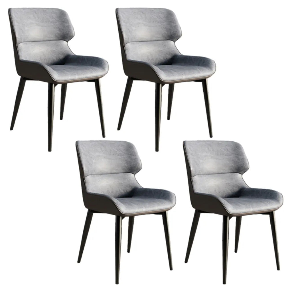 Chaise de salle à manger sans accoudoirs, dossier bas en cuir