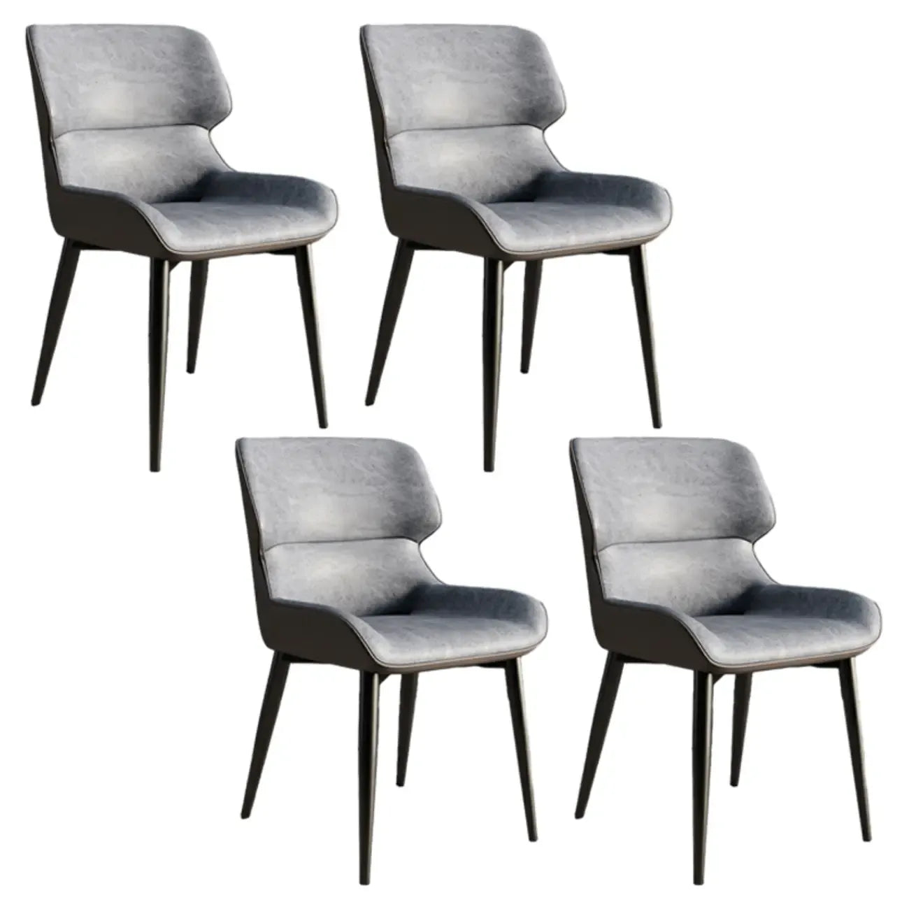 Chaise de salle à manger sans accoudoirs, dossier bas en cuir