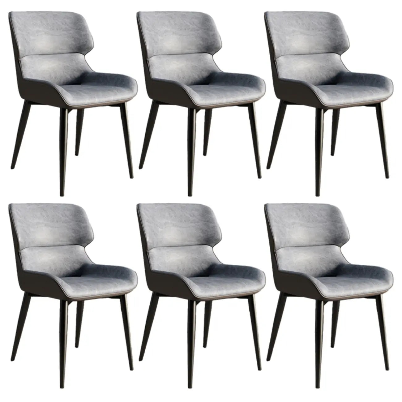 Chaise de salle à manger sans accoudoirs, dossier bas en cuir