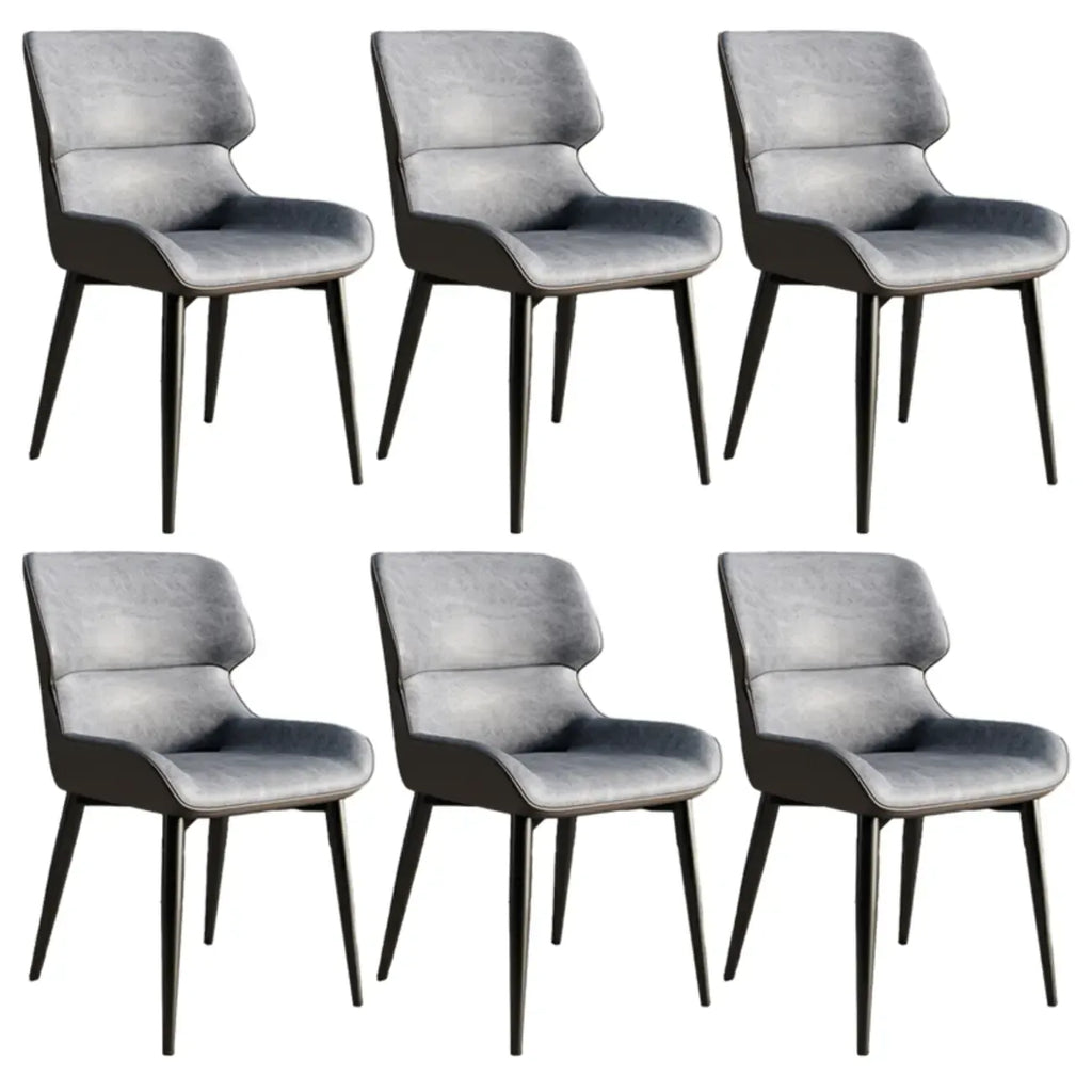 Chaise de salle à manger sans accoudoirs, dossier bas en cuir