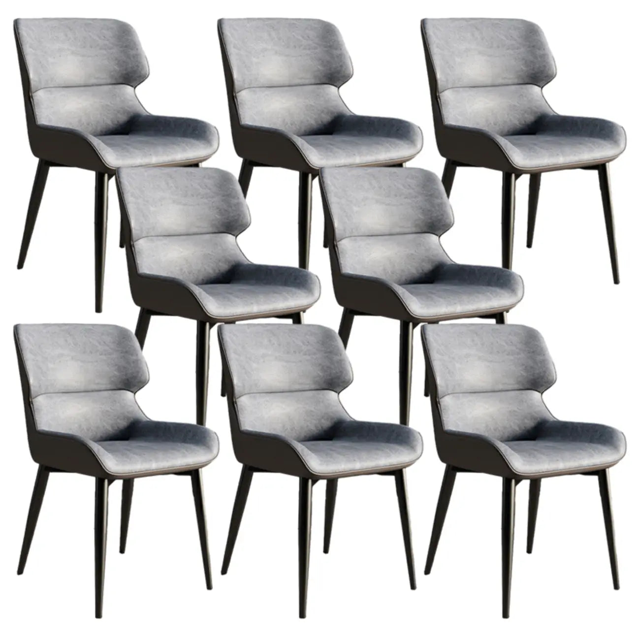 Chaise de salle à manger sans accoudoirs, dossier bas en cuir