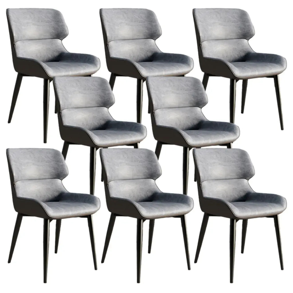 Chaise de salle à manger sans accoudoirs, dossier bas en cuir
